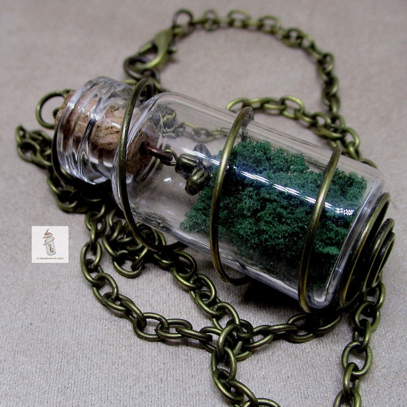 pendentif collier Steampunk fiole nature quatre saisons la manufacture de lady s bijoux steampunk