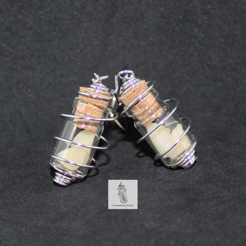 boucles d'oreille Steampunk halloween dents dans fiole la Manufacture de Lady S bijoux Steampunk