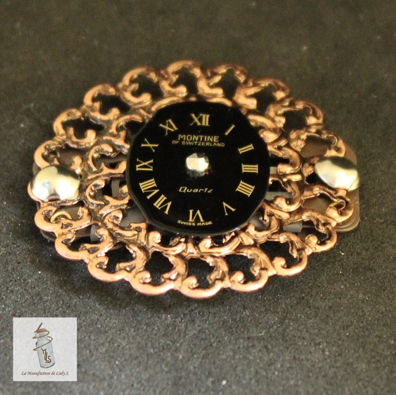 bijou de barbe Steampunk rond cadran de montre la manufacture de lady s bijoux steampunk