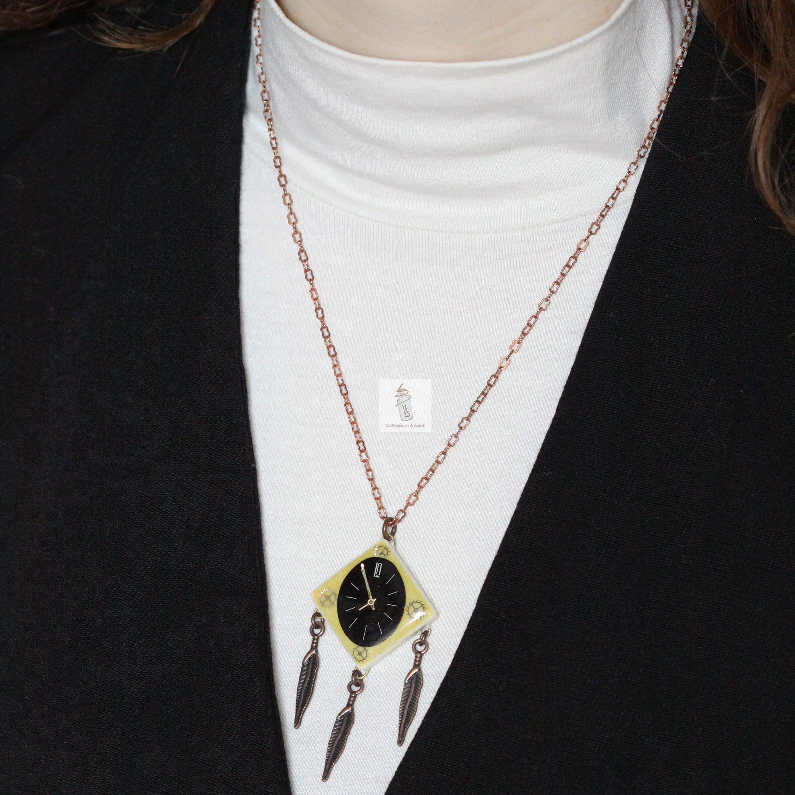 pendentif jaune émaux de Briare la manufacture de Lady S