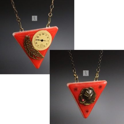 pendentif rouge émaux de Briare la manufacture de lady s bijoux steampunk