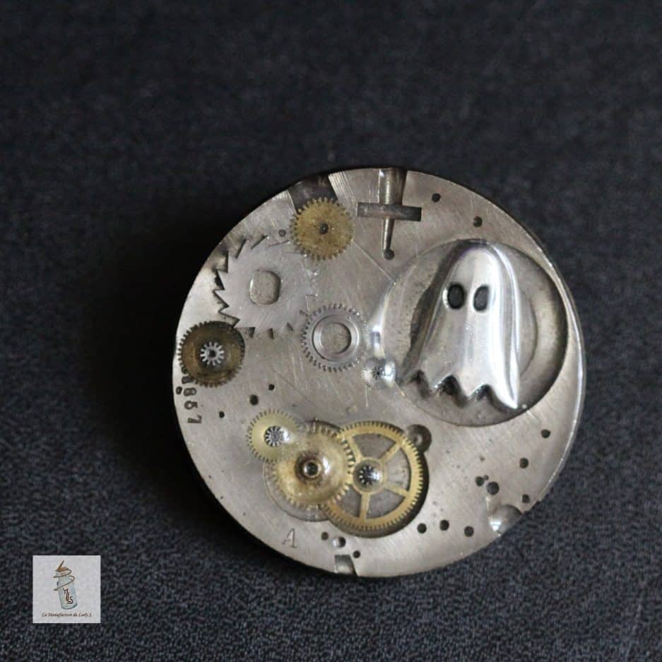 Broche Steampunk mécanisme de montre gousset et fantôme la manufacture de lady s