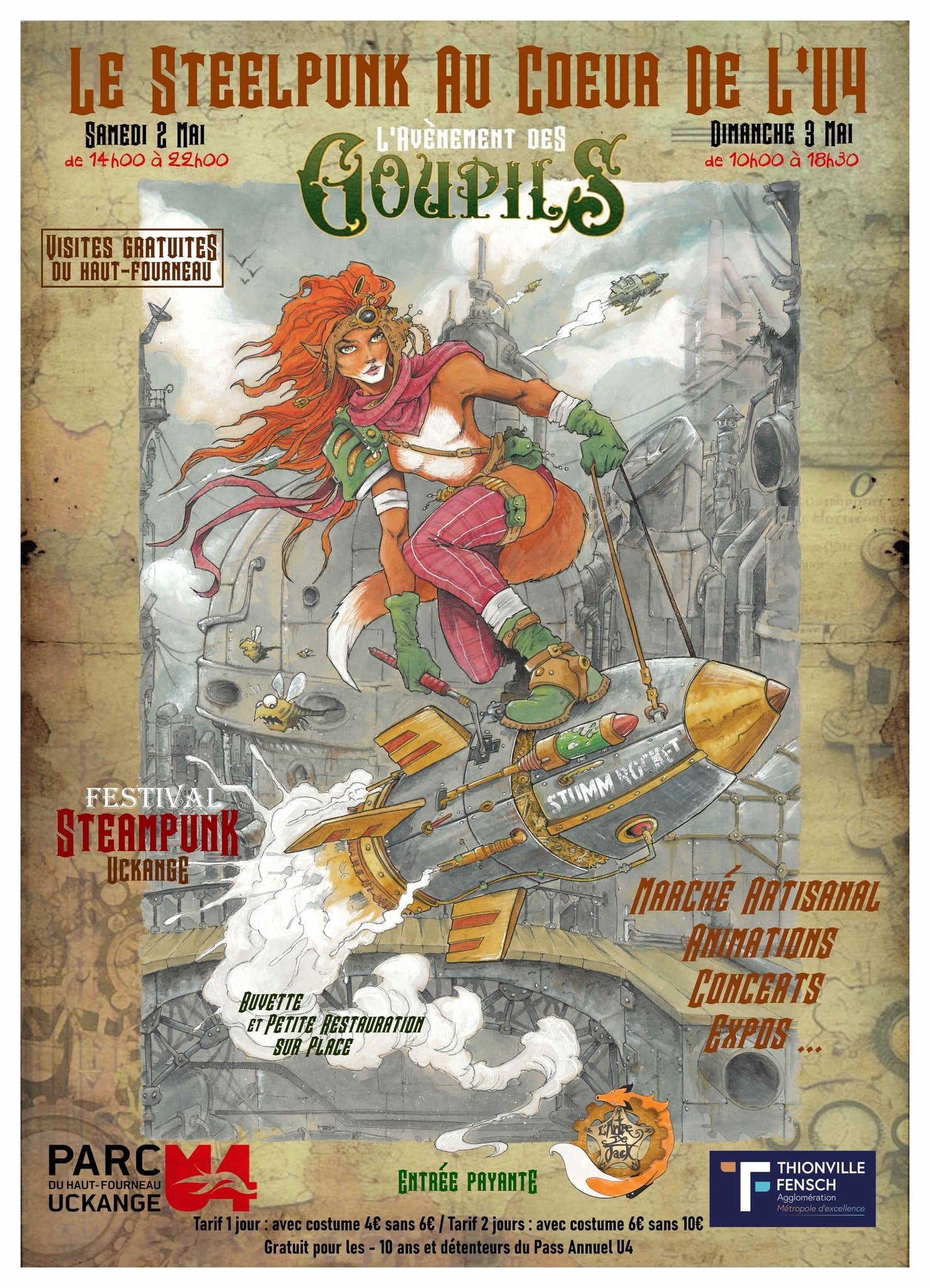 l'avenement des Goupils : le Steelpunk au coeur de l'U4 - festival Steampunk à Uckange près de Thionville les 2 et 3 mai 2026