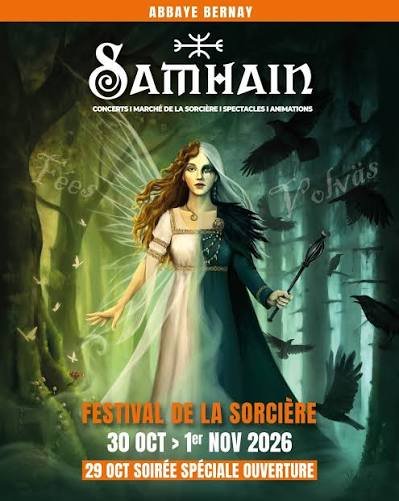 affiche-samhain-bernay-abbaye-festival-de-la-sorciere-30-octobre-au-1-novembre-2026 Samhain fête de la sorcière à l'abbaye de Bernay du 30 octobre au 1er novembre 2026
